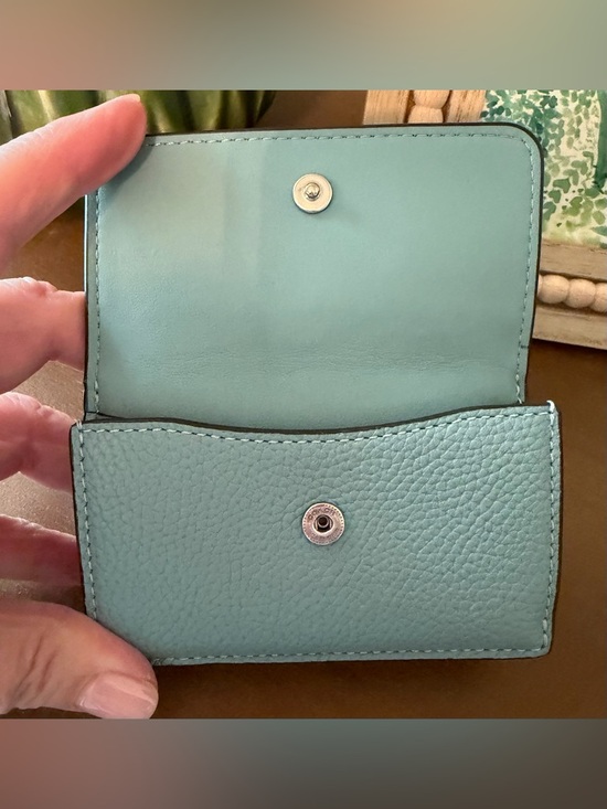 Coach Pebbled Leather Small Wallet in Light Blue - Picture 3 of 14